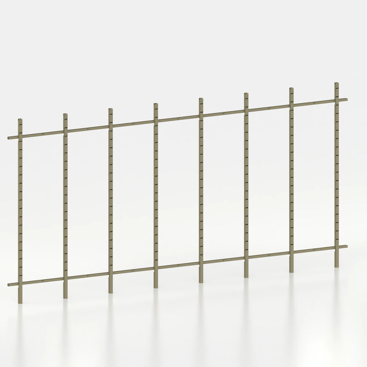 Kit d'agencement linéaire 450 cm avec montants Poto pour boutique — coloris kaki