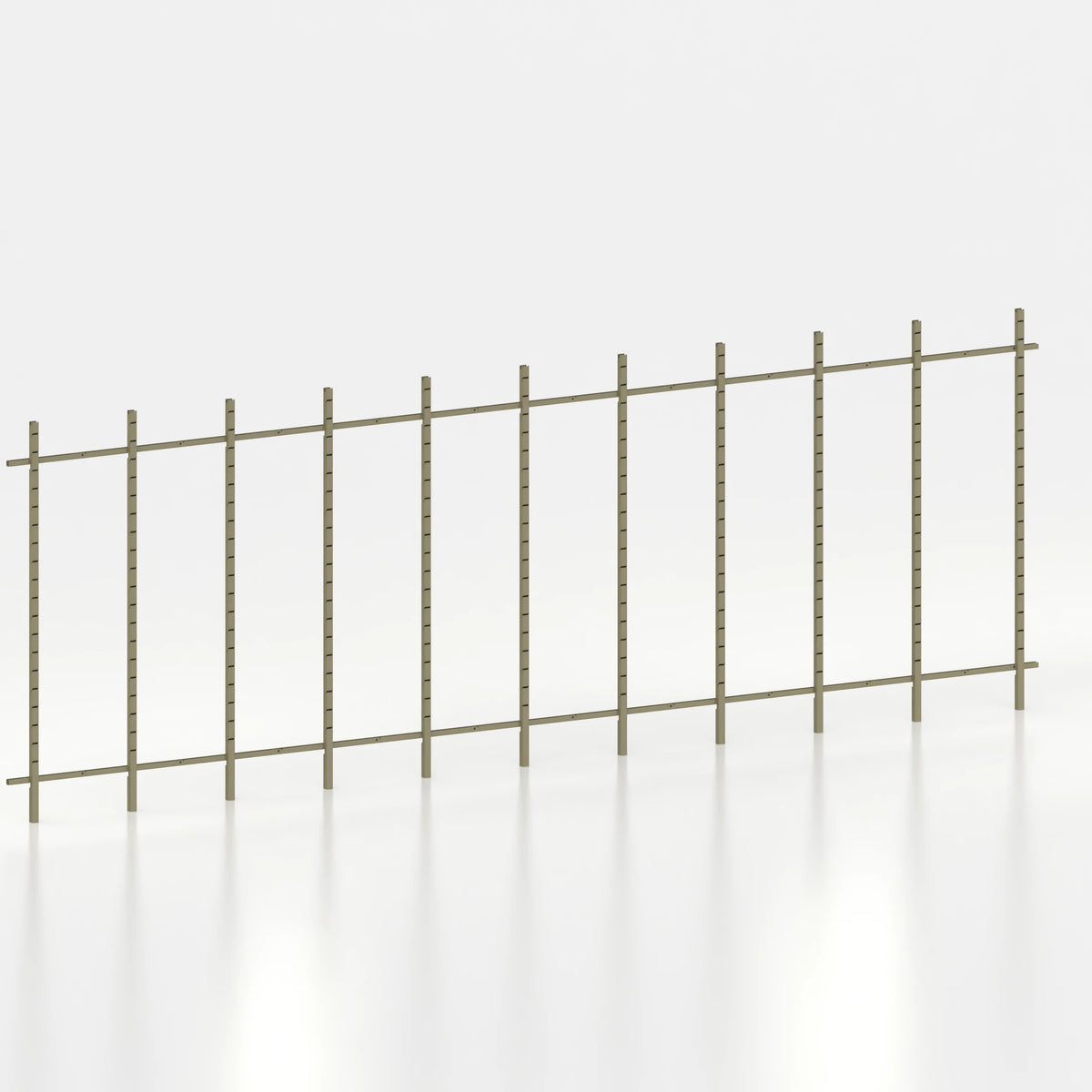Kit d'agencement linéaire 600 cm avec montants Poto pour boutique — coloris kaki