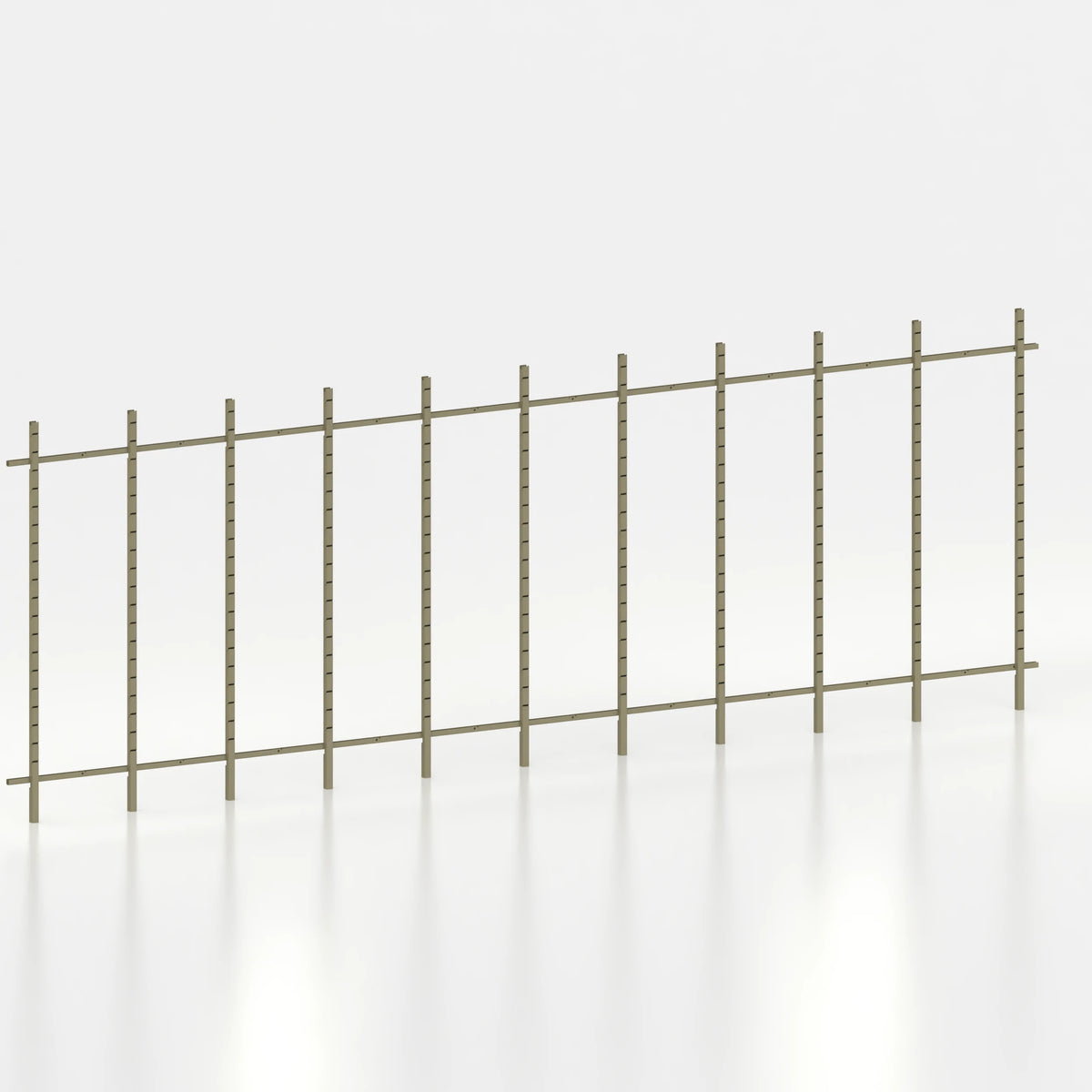 Kit d'agencement linéaire 630 cm avec montants Poto pour boutique — coloris kaki