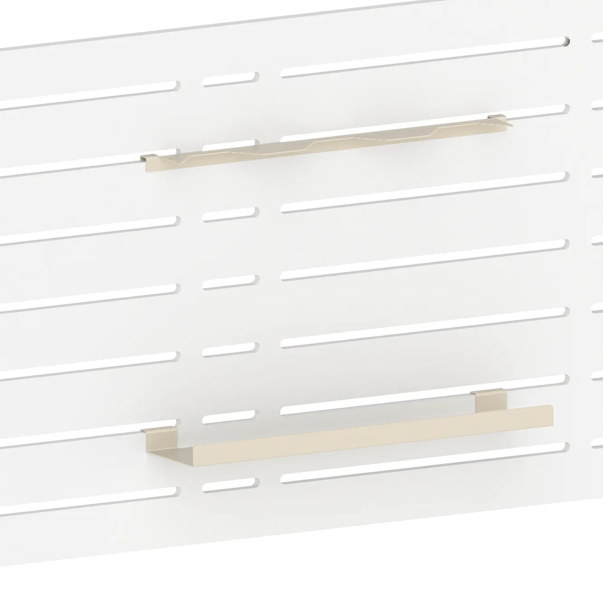 Support d'exposition pour 3 paires de skis (panneau rainuré) — coloris beige