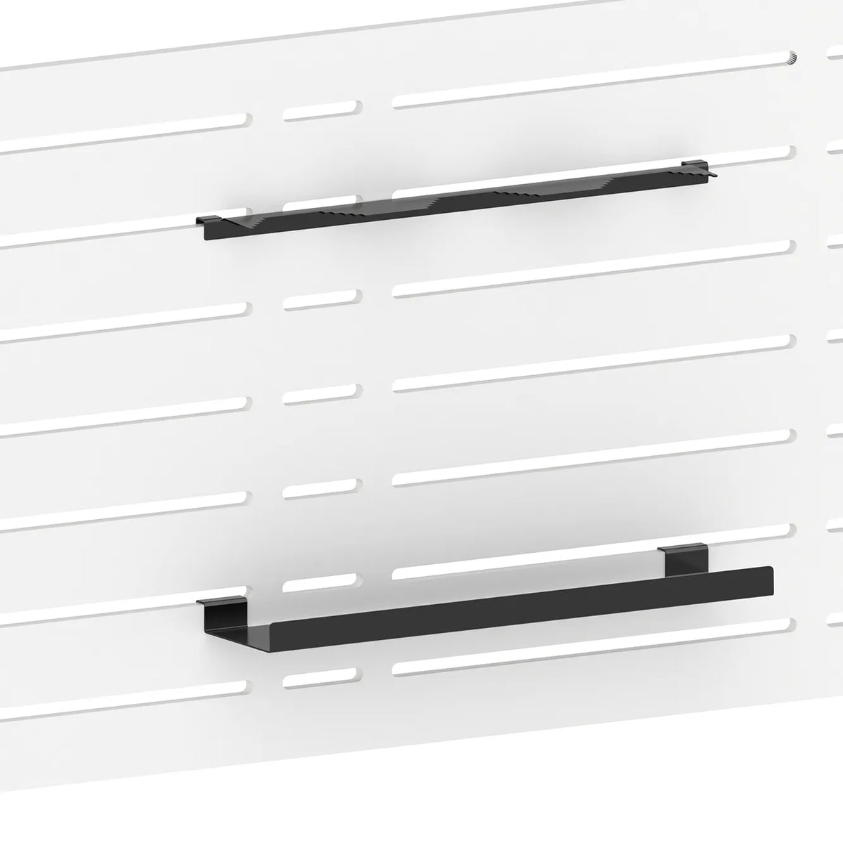 Support d'exposition pour 3 paires de skis (panneau rainuré) — coloris noir